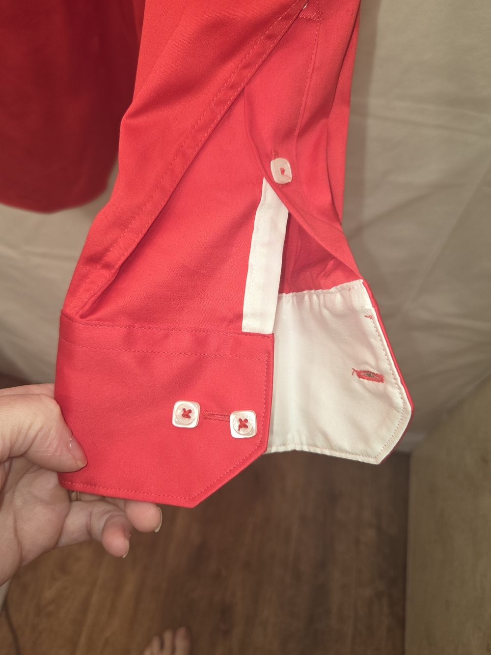 Men's Red Dress Shirt with Contrast Collar - Picture 6 of 8